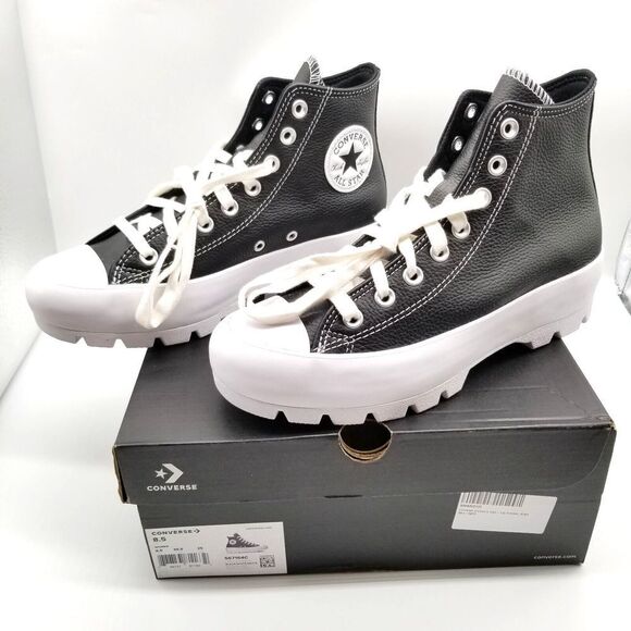 Converse Chuck Taylor Women Sneaker Size 8.5 CTAS Lugged Leather 567164C Black - Picture 1 of 8